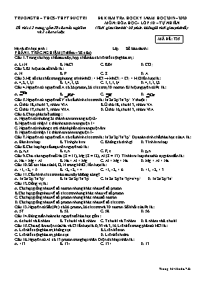 Đề kiểm tra học kỳ I môn Hóa học Lớp 10 - Mã đề 735 - Năm học 2019-2020 - Trường TH - THCS - THPT Đức Trí